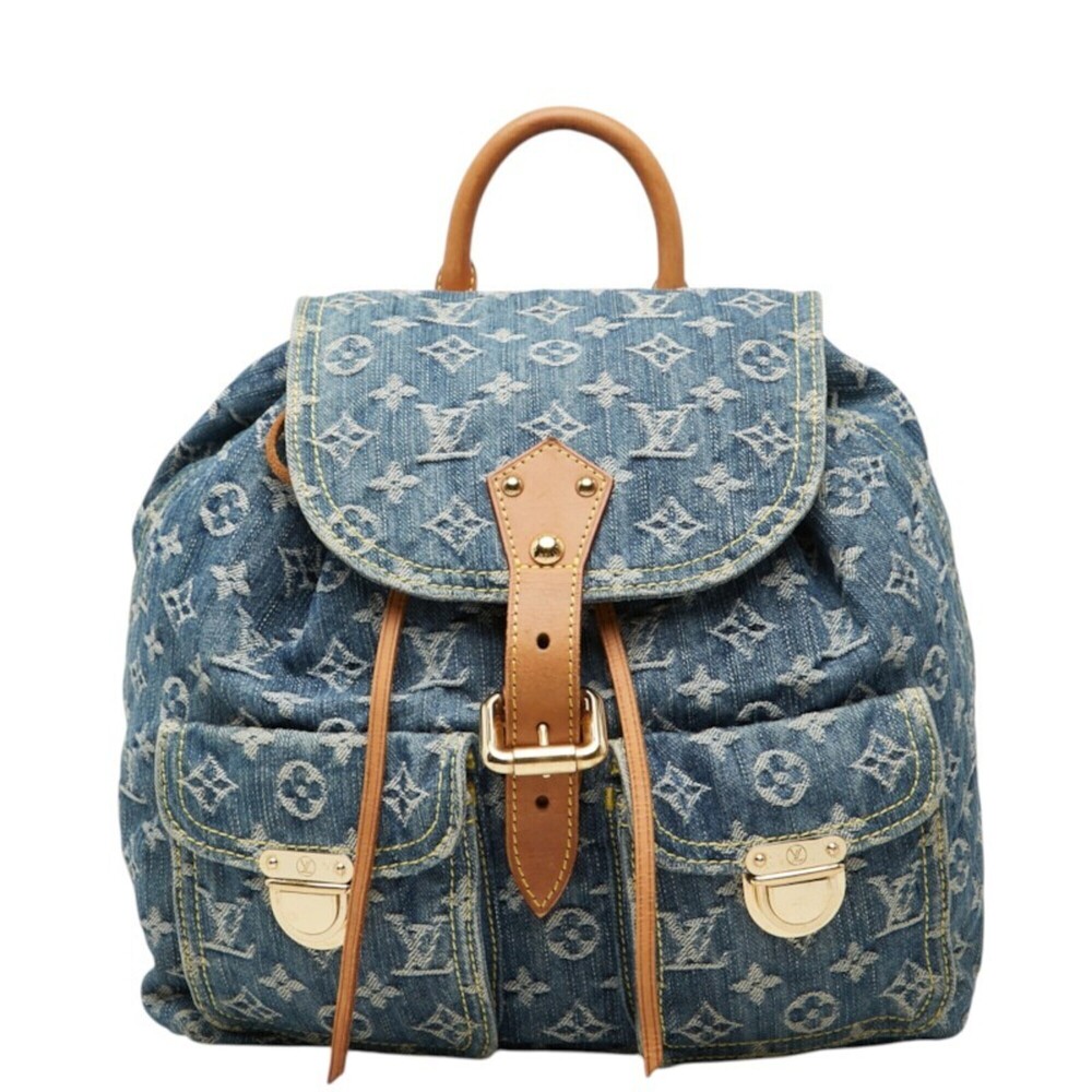 Louis Vuitton Monogram Denim Sac à Dos GM Backpack M95056 Blue Leather Women'...
